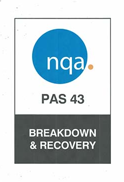 PAS 43 Breakdown & Recovery Certificate